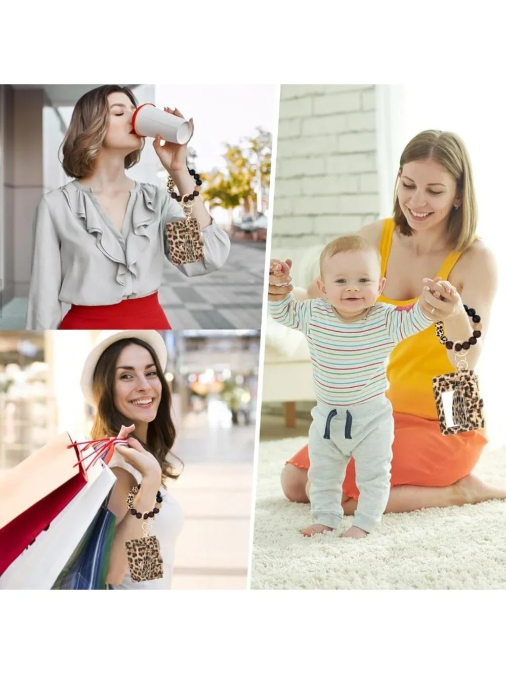 Chic RFID Wristlet Wallet for Women with Beaded Strap - Stylish Keychain